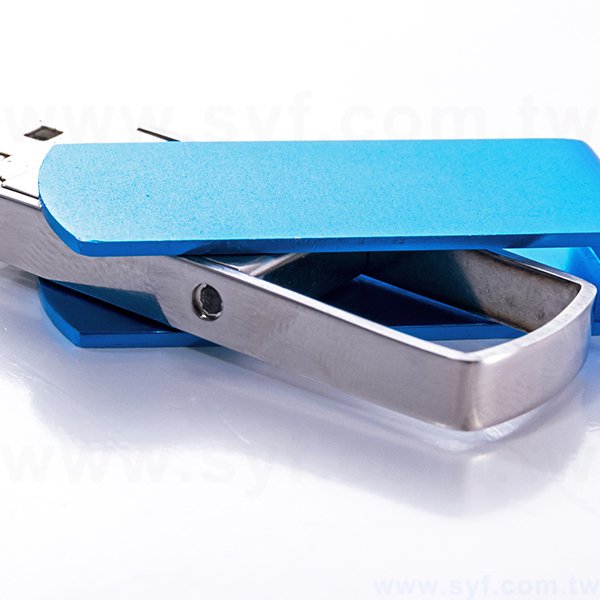 隨身碟-商務禮贈品-藍色交叉旋轉金屬USB隨身碟-客製隨身碟容量-採購推薦股東會贈品